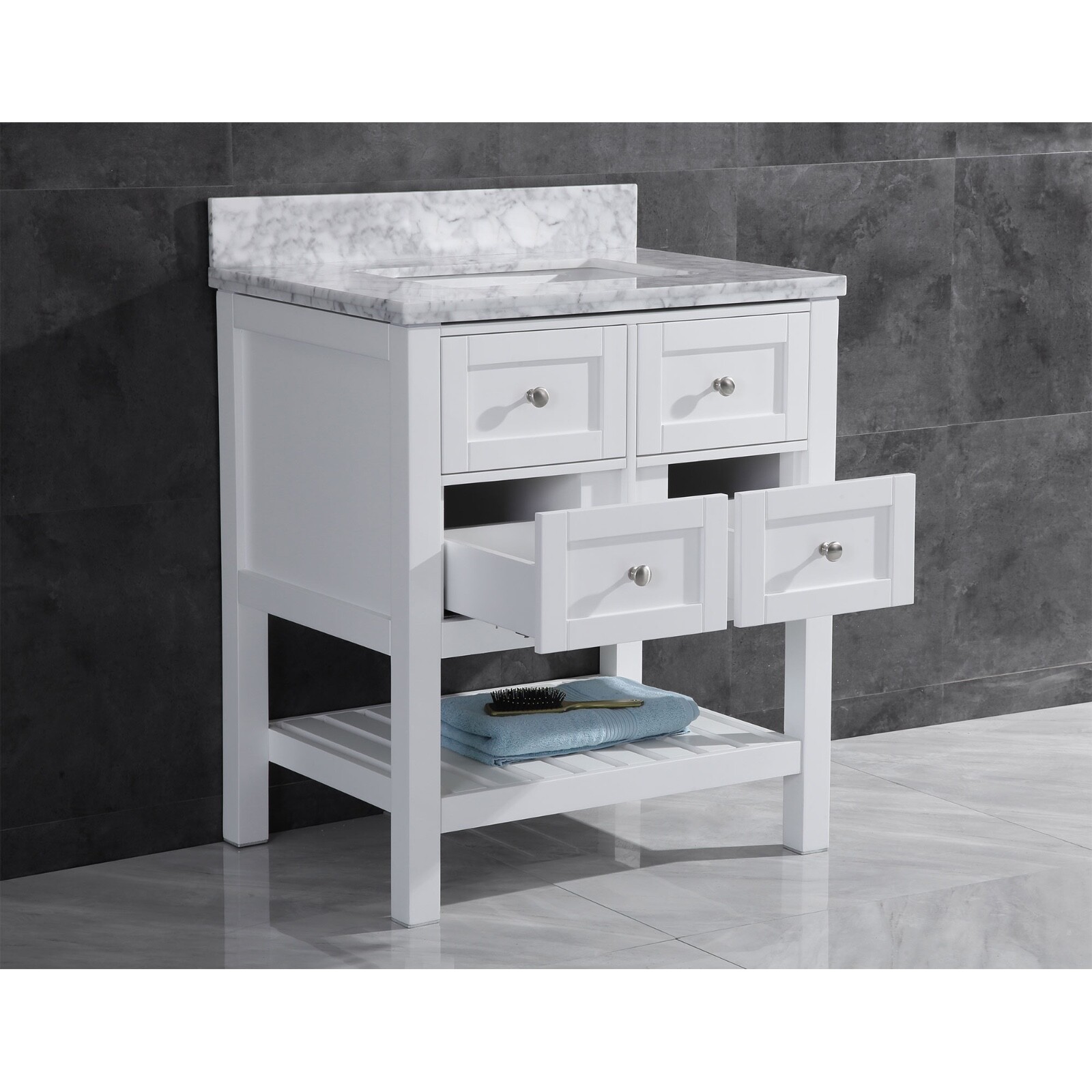 35.5″ Vanity Cabinet Set with Mirror White LV6-36W by LessCare