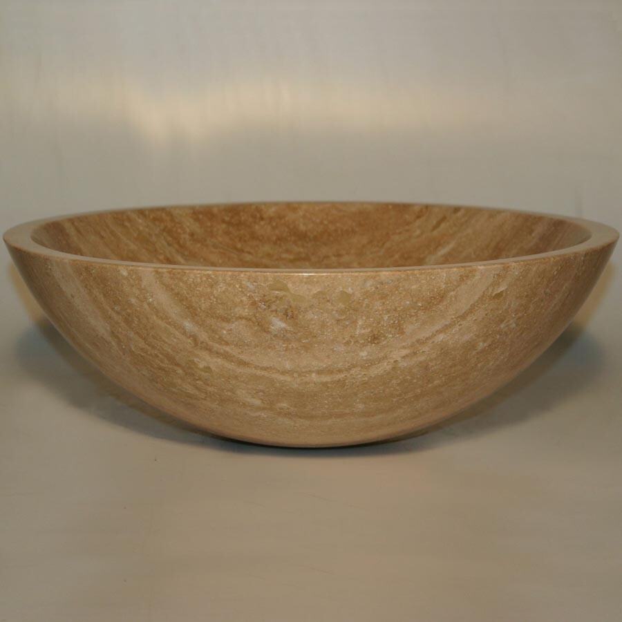24″ Silkroad Exclusive HYP-0160-T-24 Chestnut Vessel Sink Travertine Top Vanity