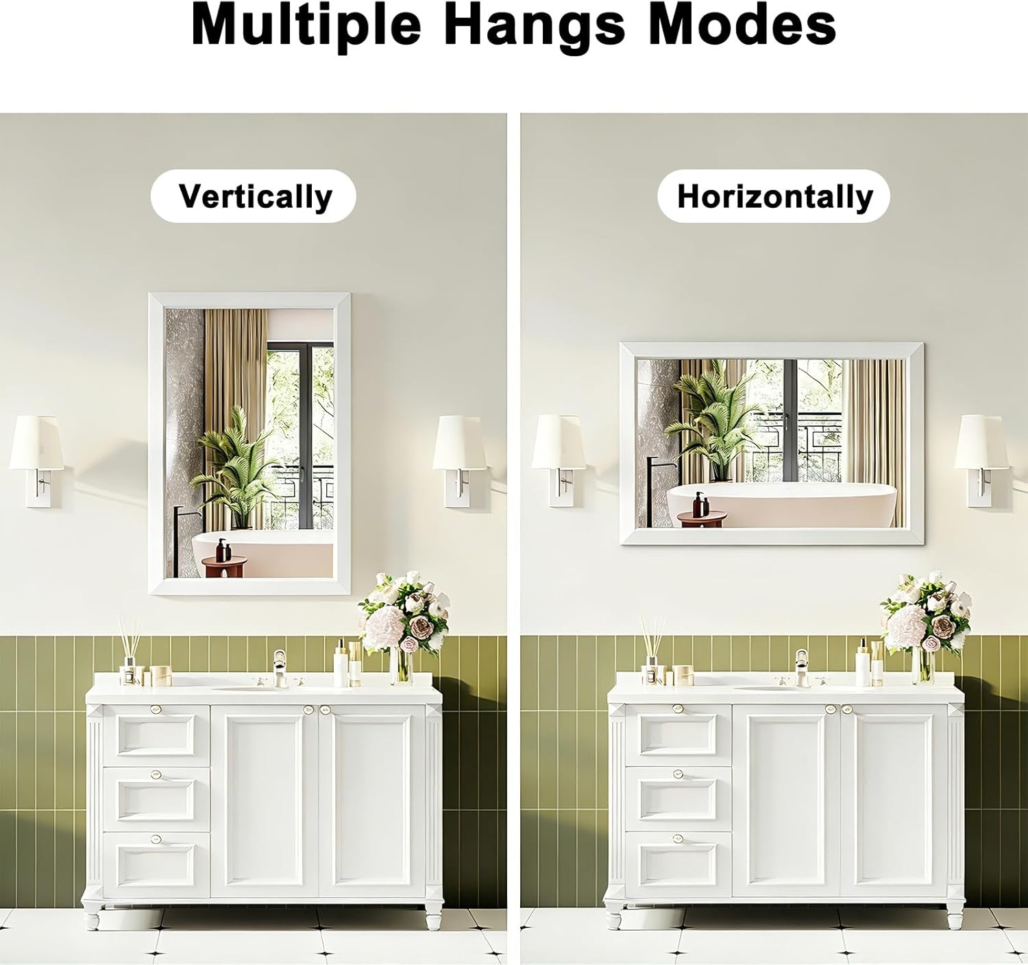 Bathroom Wall Vanity Mirror for Over Sink(White,24x36Inch)