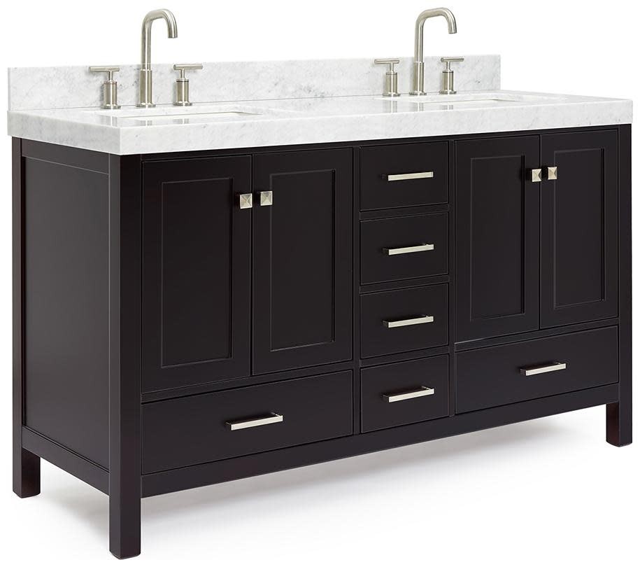 Ariel A060DCW5RVO Cambridge 60″ – Espresso / Italian Carrara Marble Top /