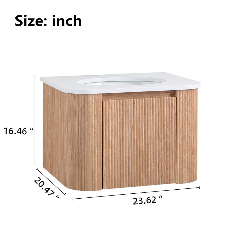 24″ 30″ Floating Vanity Cabinet with Sink, Wall Mounted Bathroom Vanity, Drawer