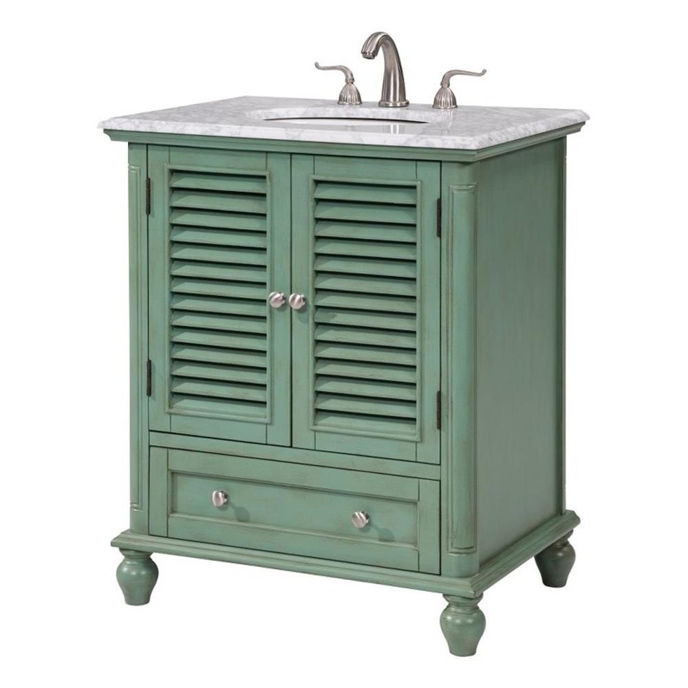 Elegant Decor Rhodes 30″ Wood Single Bathroom Vanity in Vintage Mint Green