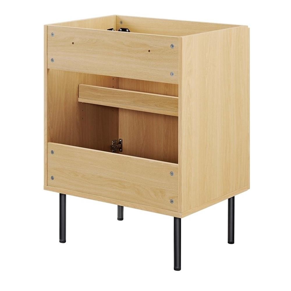 Pemberly Row 24″ Wood & Rattan Bathroom Vanity Cabinet in Oak
