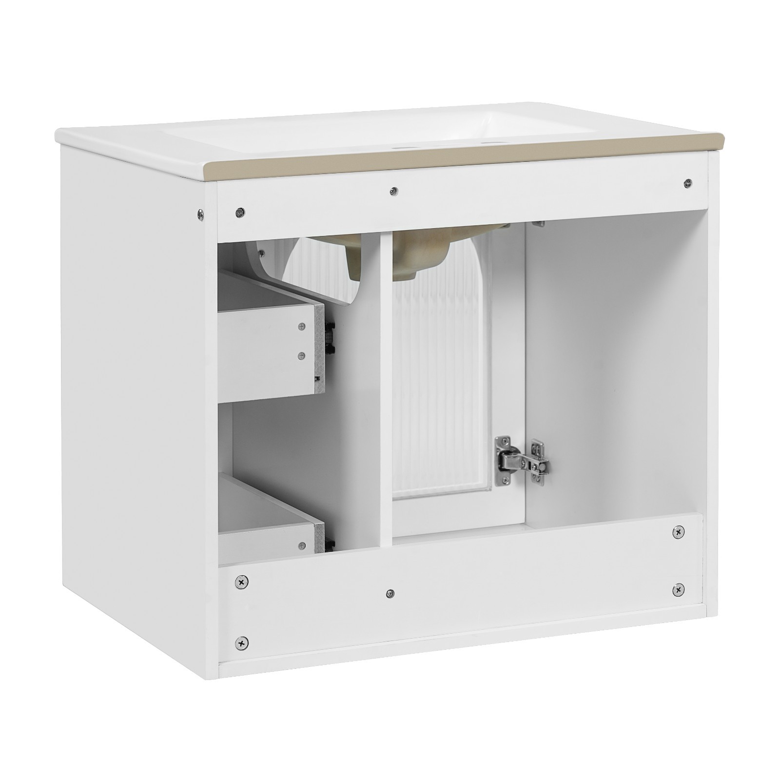 24″ Bathroom Vanity Set with Ceramic Sink Wall Mounted Bathroom Cabinet White