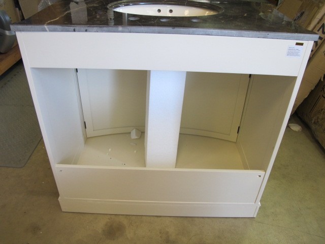 PEGASUS ARCADIA 37″ VANITY WHITE SINK CABINET ARAA3734 BROWN MARBLE TOP $1,014