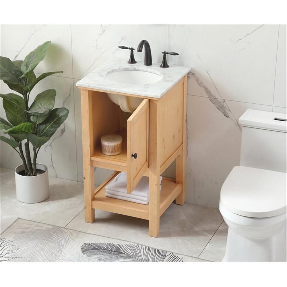 Elegant Decor Metropolis 19″ Aluminum MDF Single Bathroom Vanity in Natural Wood