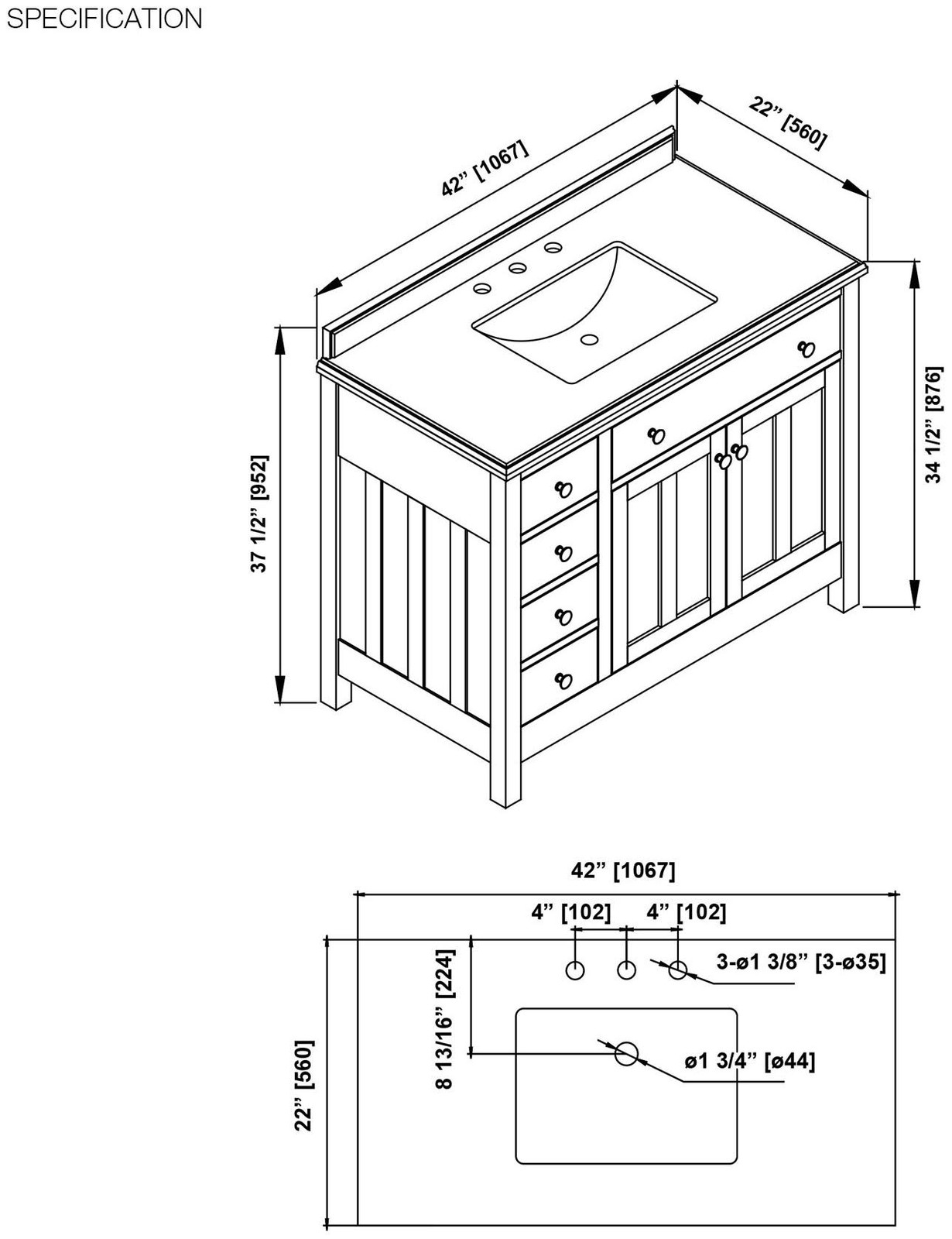 Miseno MV-MAEV42-15VVAR Maeve 42″ – Sahara Birch