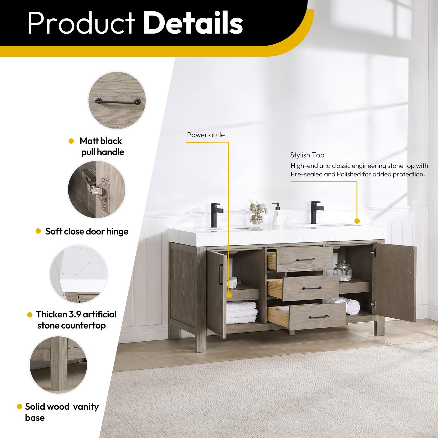 Miseno MV-NM-703860M León 60″ – Fir Wood Brown / Lightning White