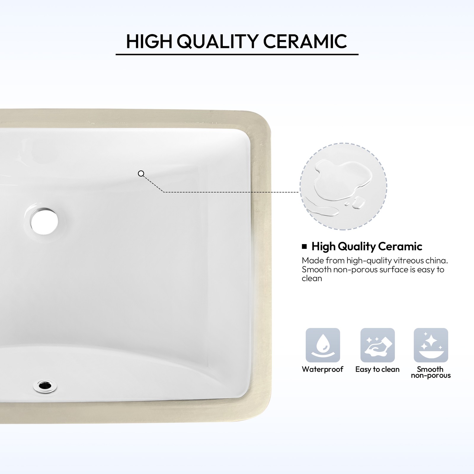 Zevio 25″W x 22″D Natural Marble Vanity Top in Carrara White with Ceramic Sink