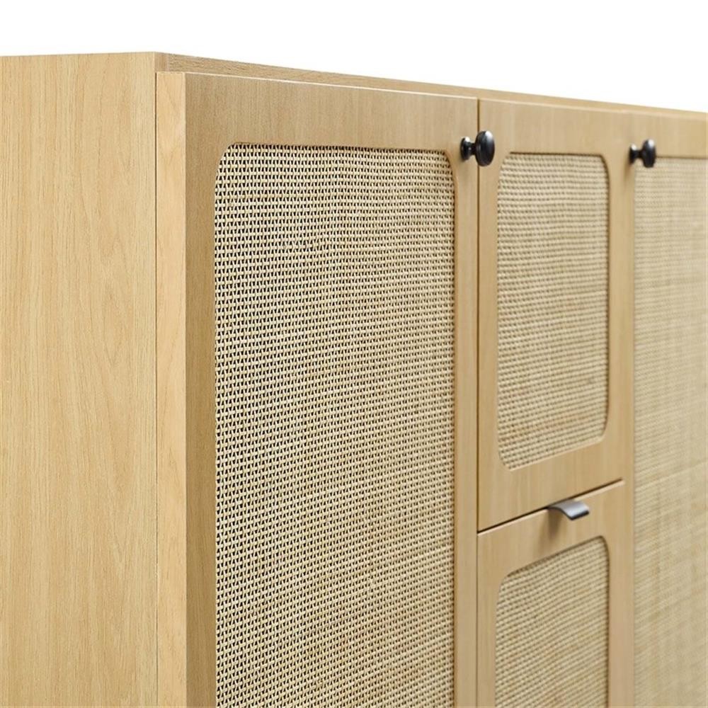 Pemberly Row 48″ Metal & Wood Bathroom Vanity Cabinet in Oak