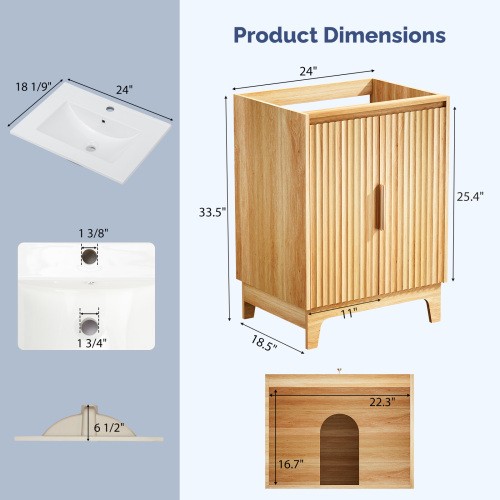 24″ Bathroom Vanity Cabinet with Door Sink Bowl Cabinet Bath Organizer New
