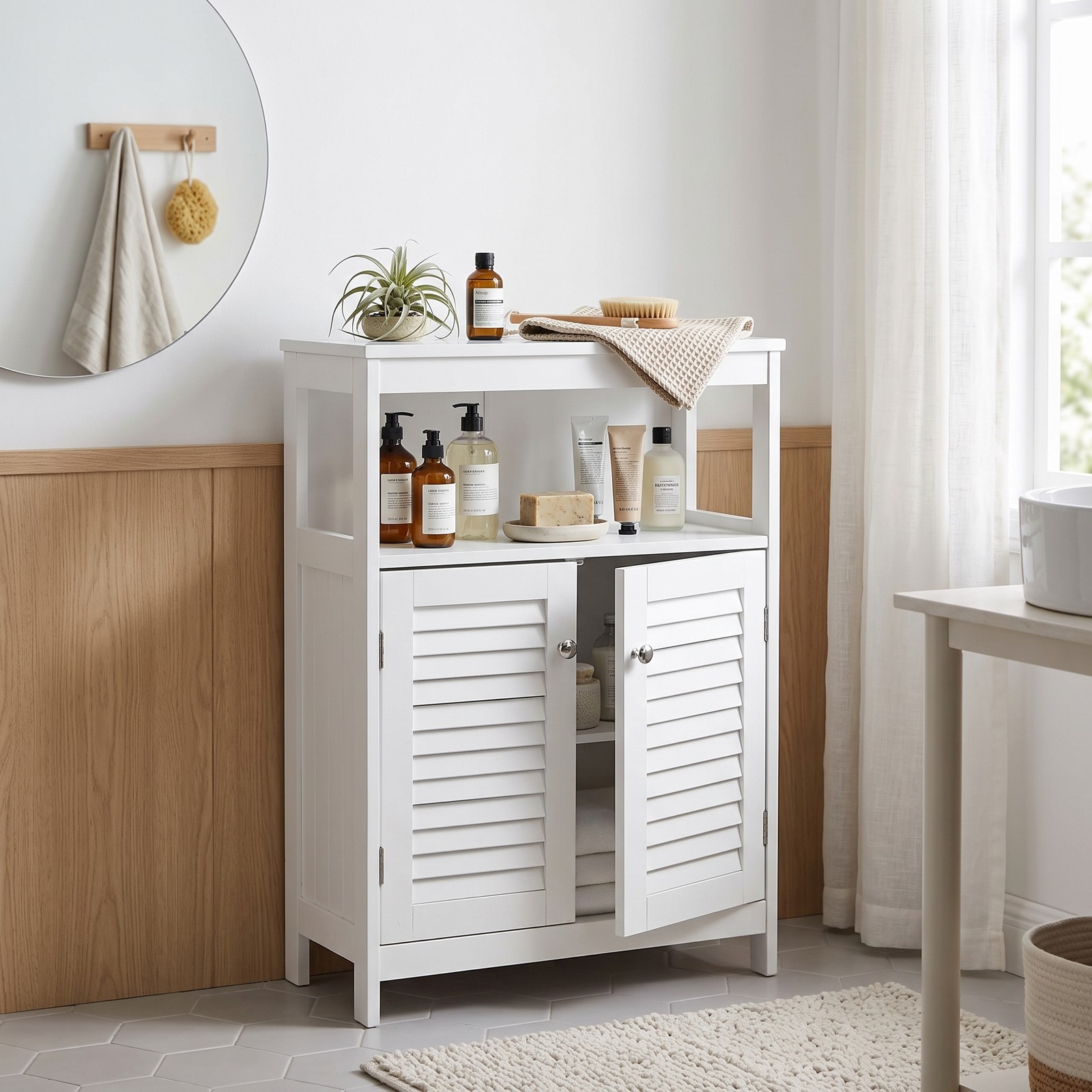 Bathroom Storage Cabinet Premium Painted MDF Smooth Humid Resistant Floor Unit