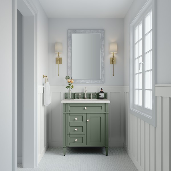 30″ James Martin Brittany 650-V30-SC-3WZ Vanity Cabinet 3 CM White Zeus Top
