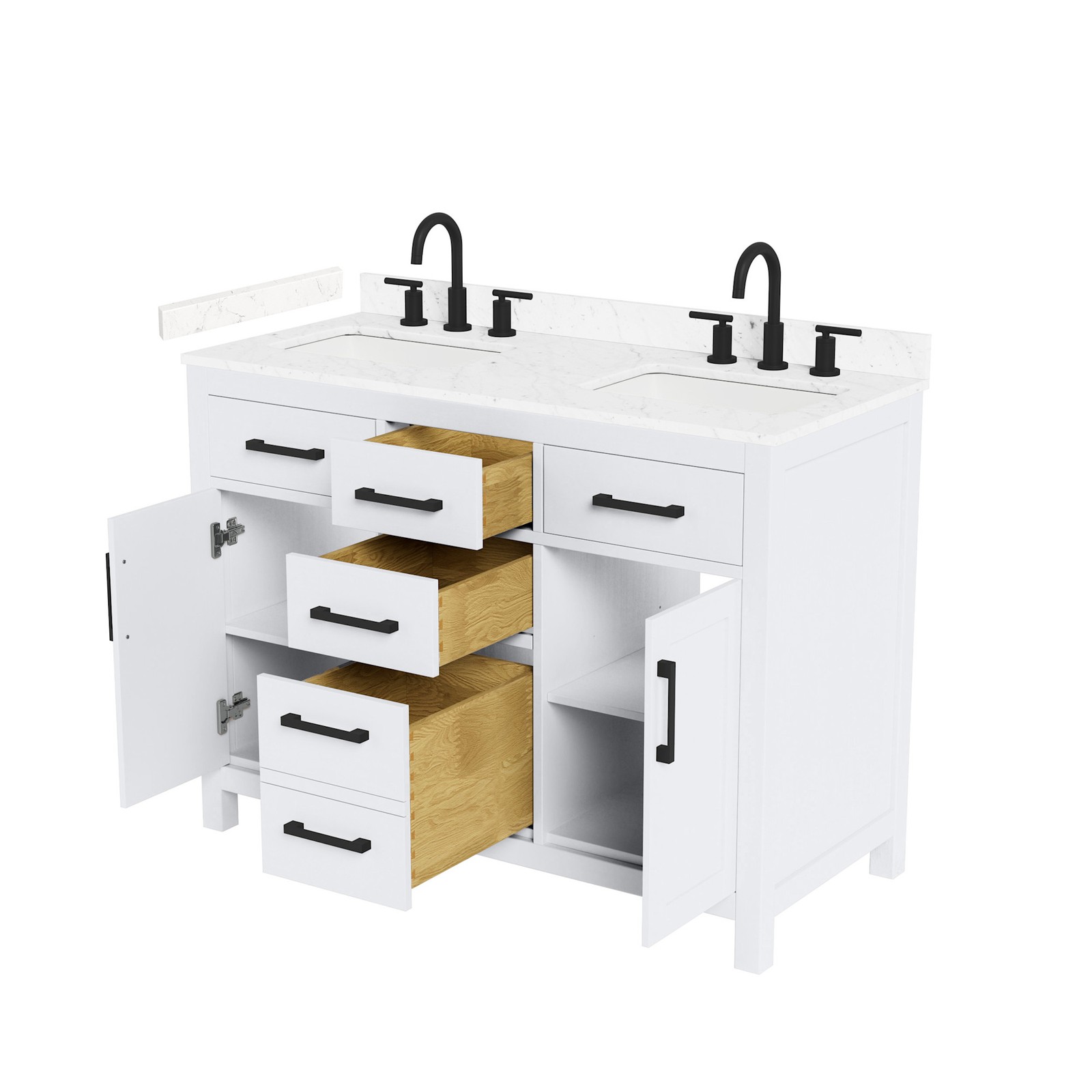 Wyndham Collection WCG242448D-VCA3-US3MXX Beckett 48″ – White / Carrara Cultured
