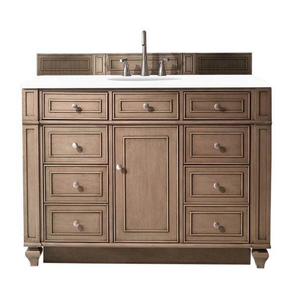 48″ James Martin Bristol 157-V48-WW-3WZ Vanity Cabinet White Zeus Silestone Top