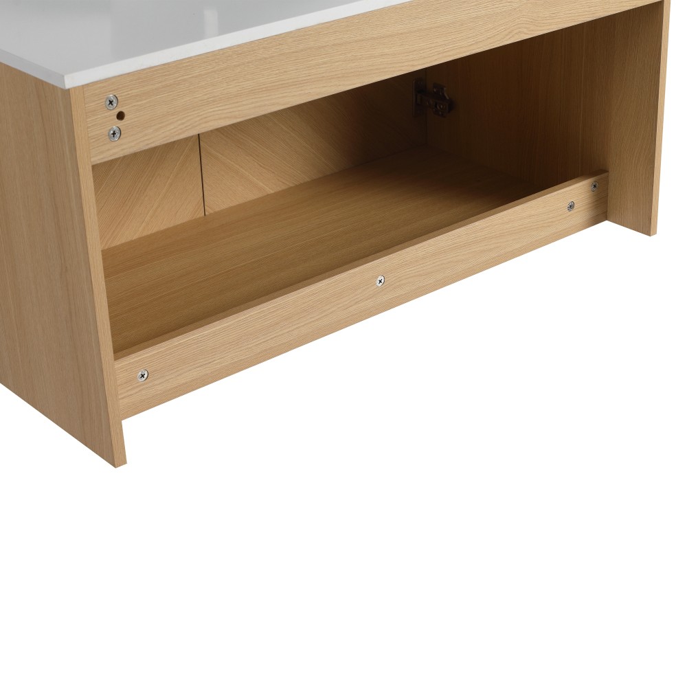 Vanity with Sink and Stone Countertop Features 2 Soft-Close Doors