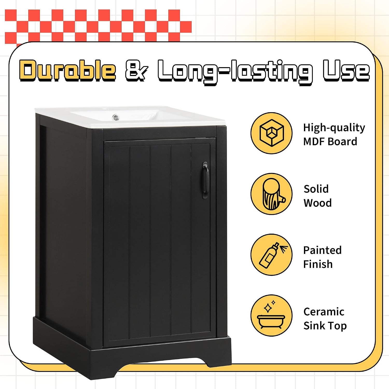 20 Inch Bathroom Vanities with Storage Cabinet Door Organizer, Undermount