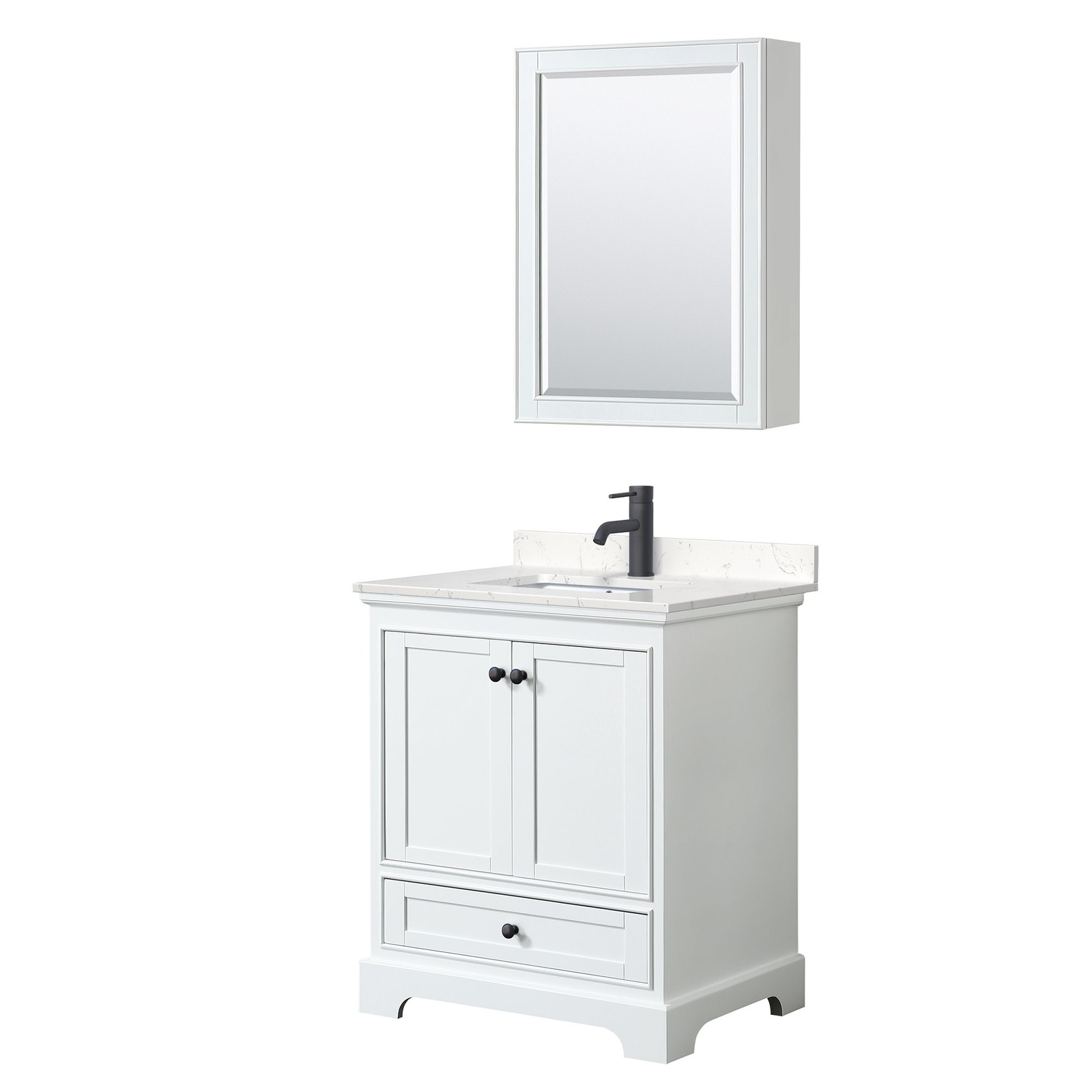 Wyndham Collection WCS202030S-VCA-MED Deborah 30″ – White / Carrara Cultured
