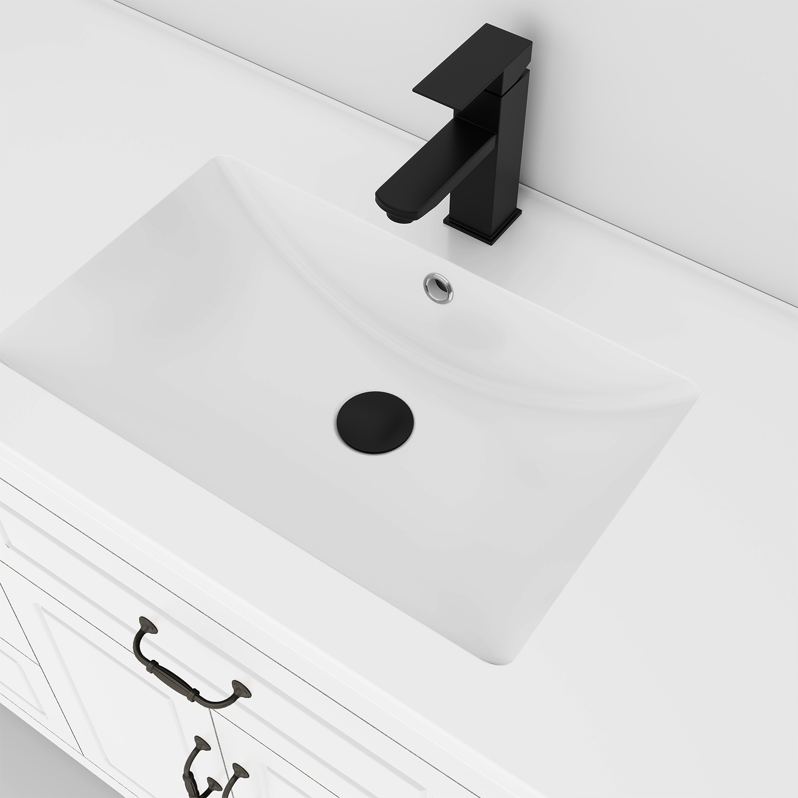 48″ Freestanding Bathroom Vanity Soft-Close 2 Doors 6 Drawers Matte Black Faucet