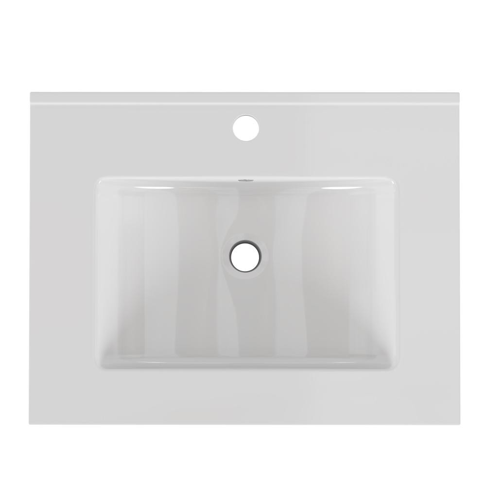 32-Inch White Ceramic Bathroom Sink, Fits 32-Inch Vanity,Pre-Drilled Faucet Hole