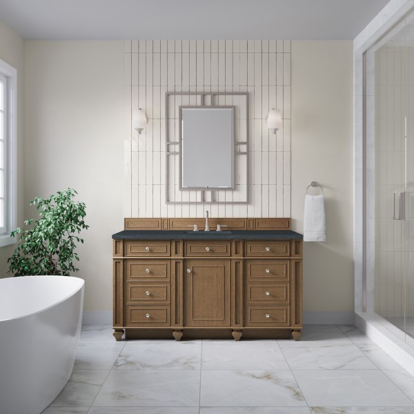 60″ James Martin Bristol 157-V60S-SBR-3CSP Vanity Cabinet Charcoal Soapstone Top