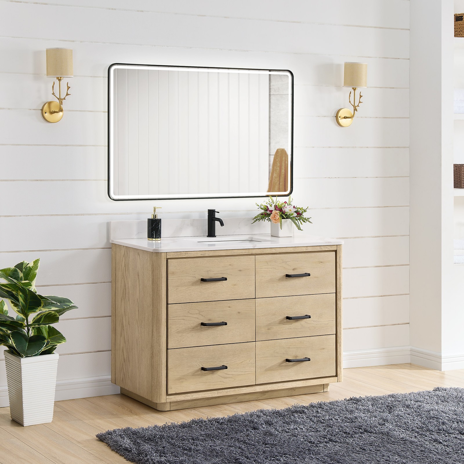 Miseno MV-NM-706548 Porto 48″ – Aged Natural Oak / Fish Maw White