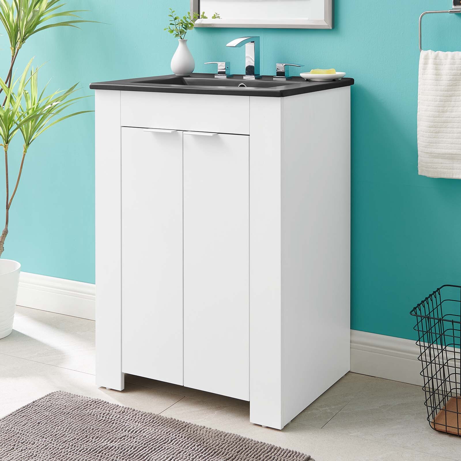 Modway Maybelle 24″ Bathroom Vanity In White Black