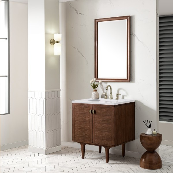 30″ James Martin Amberly 670-V30-WLT-3WZ Vanity Cabinet White Zeus Top