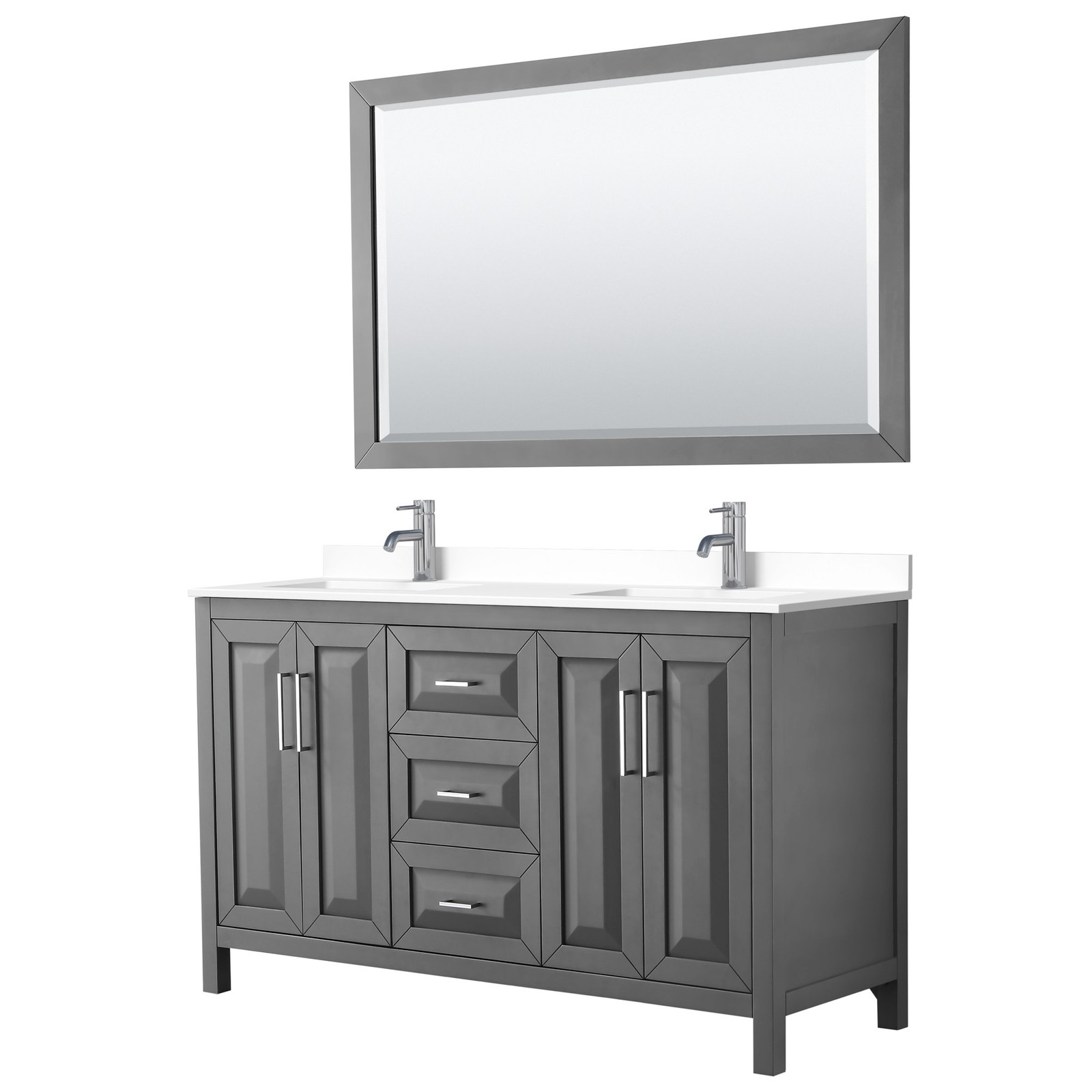 Wyndham Collection WCV252560D-VCA-M58 Daria 60″ – Dark Gray / White Cultured