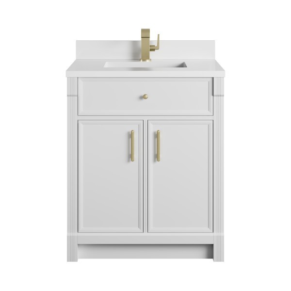 30″ James Martin Bellshire 660-V30-BW-1WZ Vanity Cabinet White Zeus Top