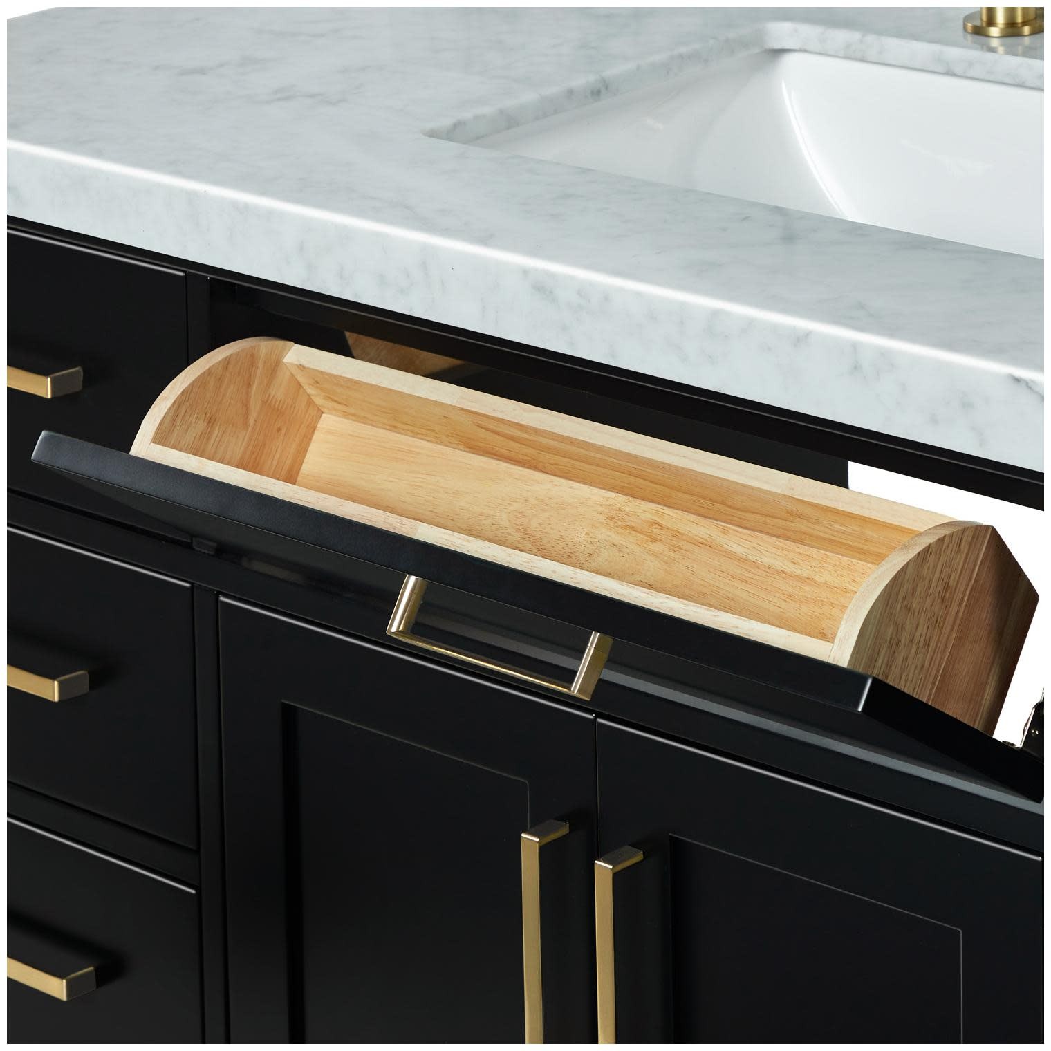 Ariel T055SCWRVO Hepburn 55″ – Black / Italian Carrara Marble Top / Satin Brass
