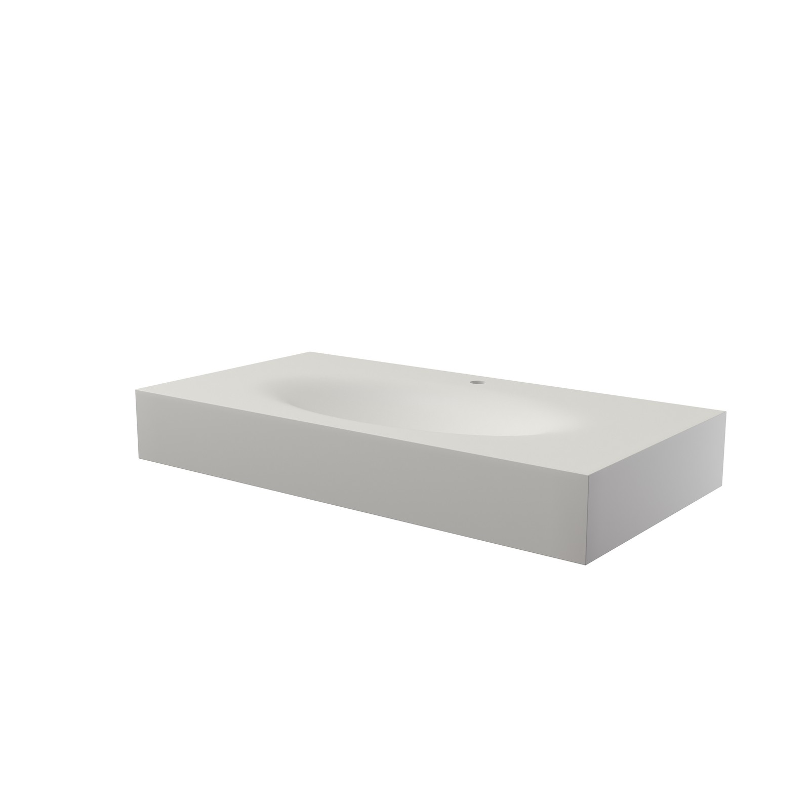 42″ Solid Surface Bathroom Vanity Basin, Matte White