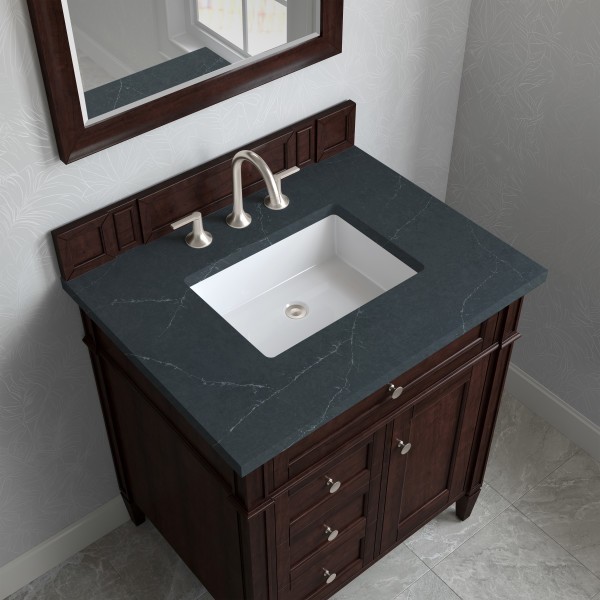 30″ James Martin Brittany 650-V30-BNM-3CSP Vanity Cabinet Charcoal Soapstone Top