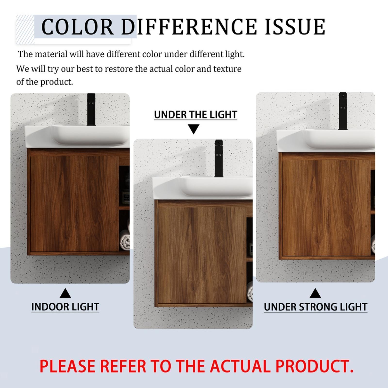 Eco Paint Board Bathroom Vanity with White Ceramic Sink Floating Storage Cabinet
