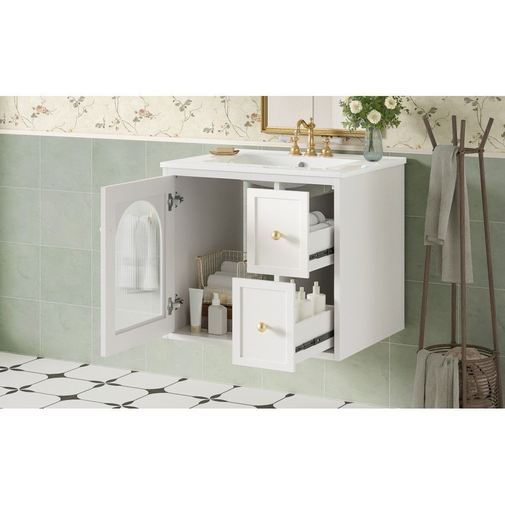 24″ Bathroom Vanity Set Wall Mounted for Small Space, Bathroom Cabinet