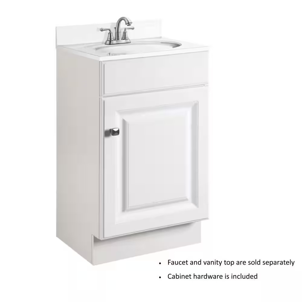 Wyndham 18 In. 1-Door Bath Vanity Cabinet Only in White (Ready to Assemble)