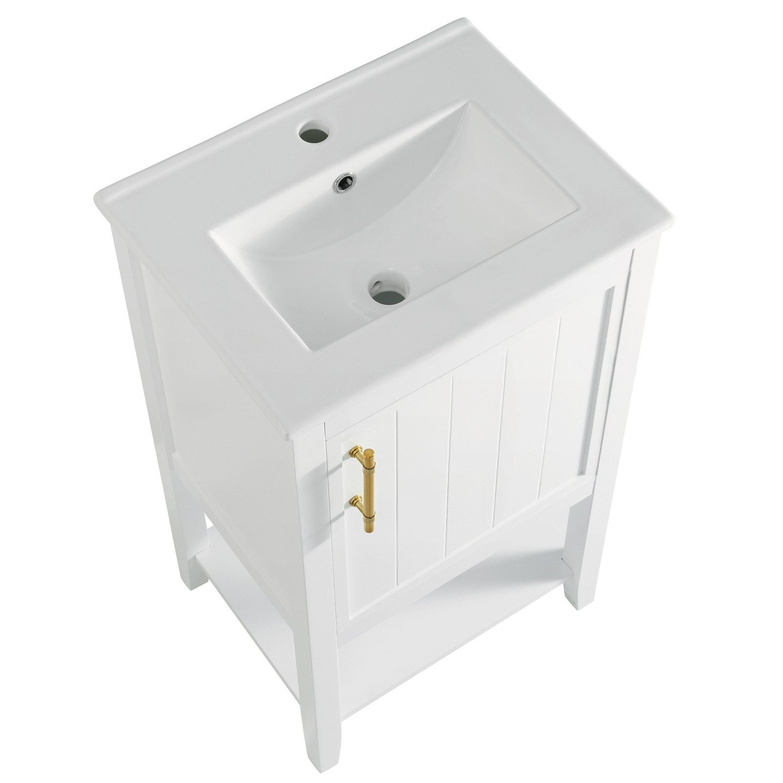 20″ Bathroom Vanity with Sink, Cabinet, Soft Close Door, White