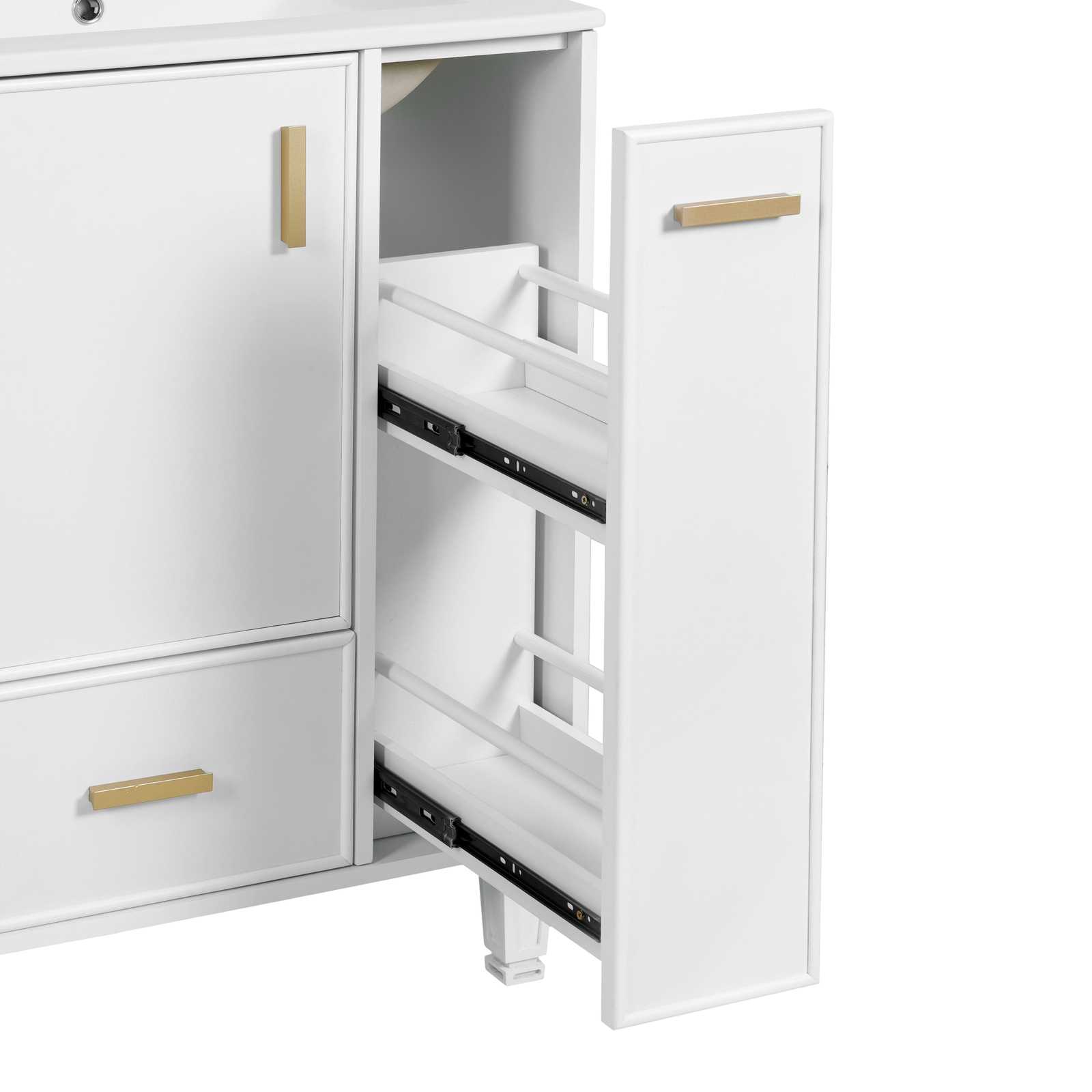 24″ Bathroom Vanity w/Ceramic Sink And Storage Cabinet Drawers Solid Wood Frame
