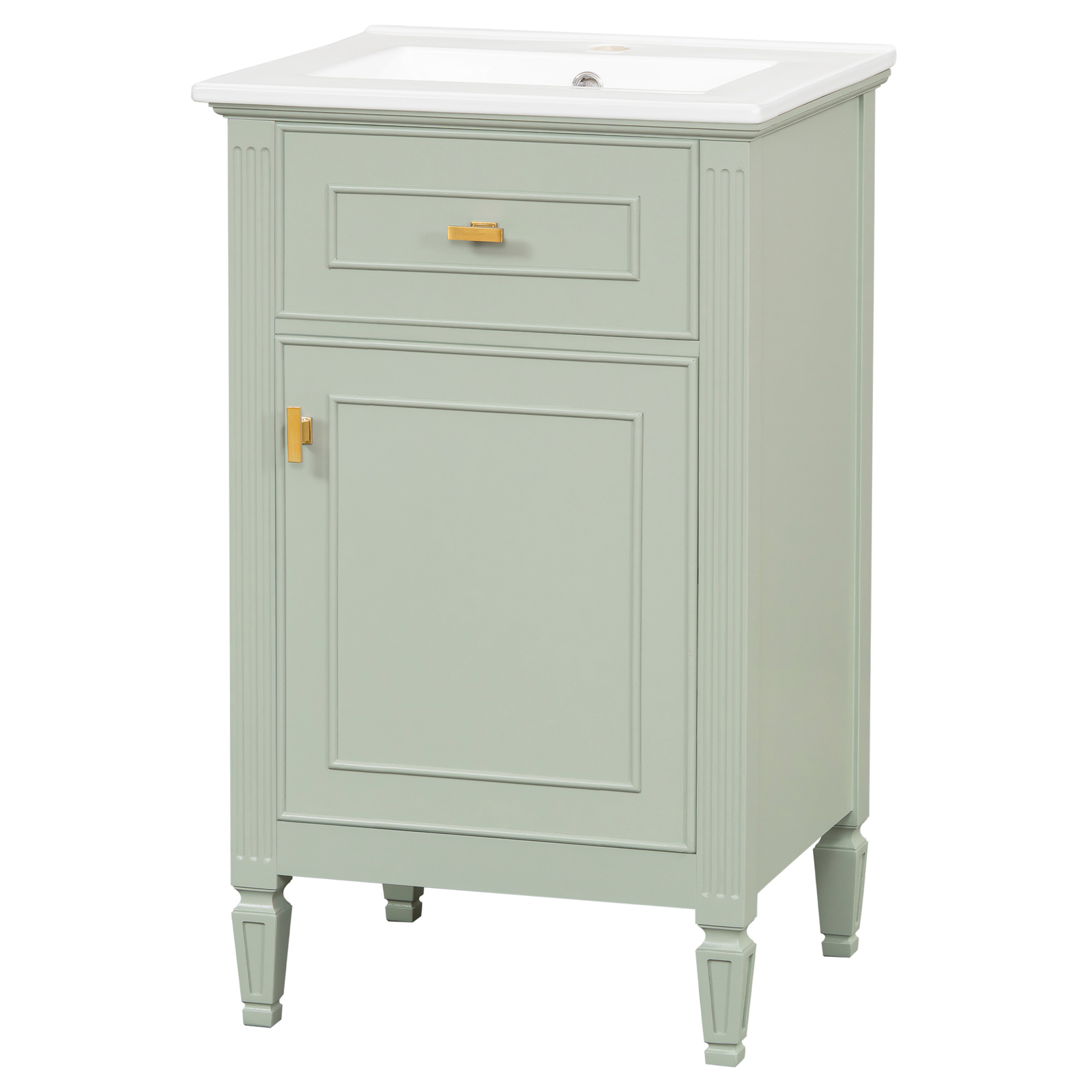 20″ Bathroom Vanity w/Ceramic Sink Modern Storage Cabinet w/Adjustable Shelf