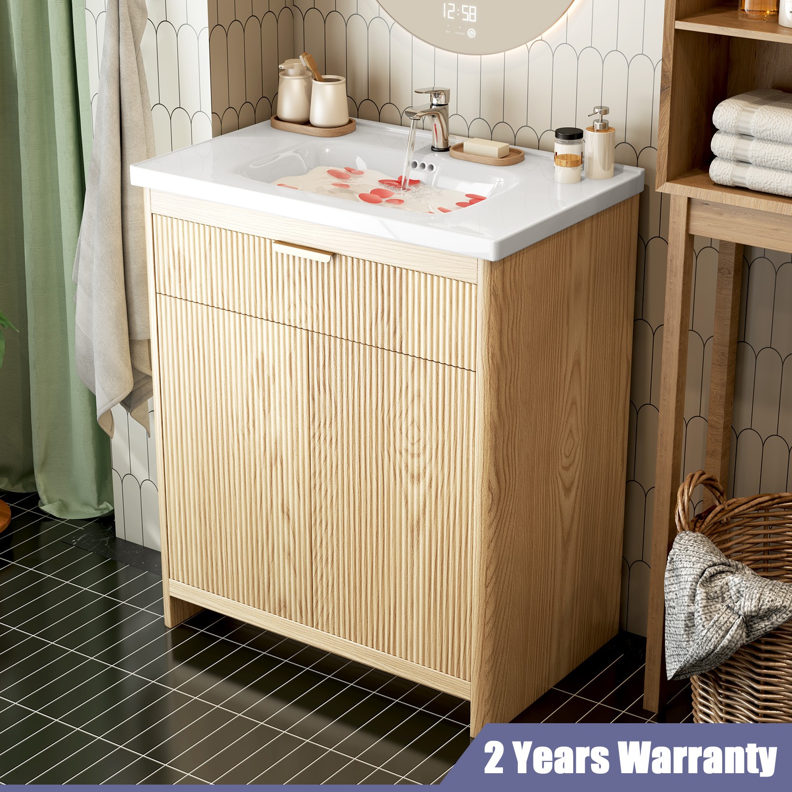 31 Inch Bathroom Vanity with Ceramic Sink Freestanding with Storage Cabinet