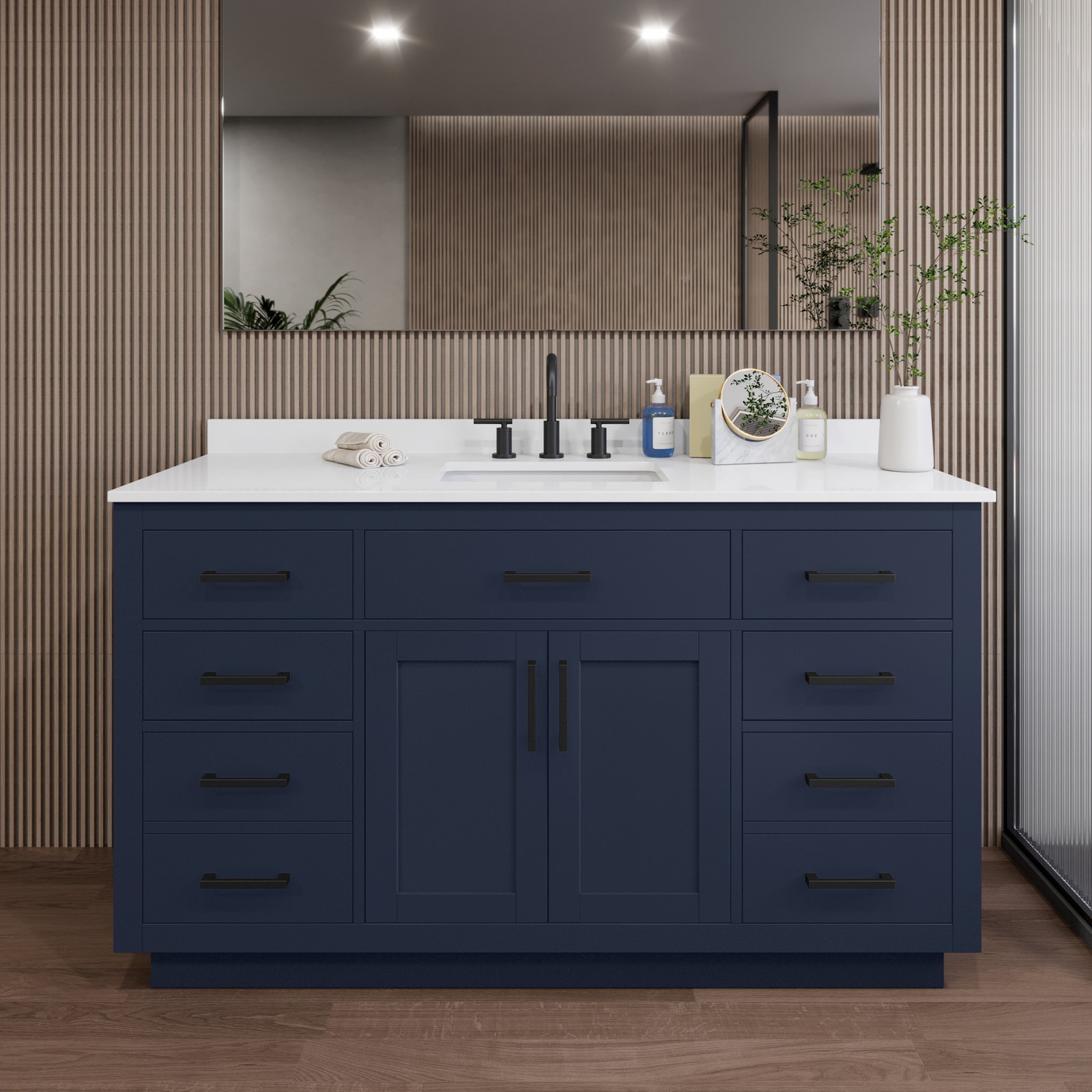 Wyndham Collection WCG262660S-QTZ-US3MXX Beckett TK 60″ – Dark Blue / White