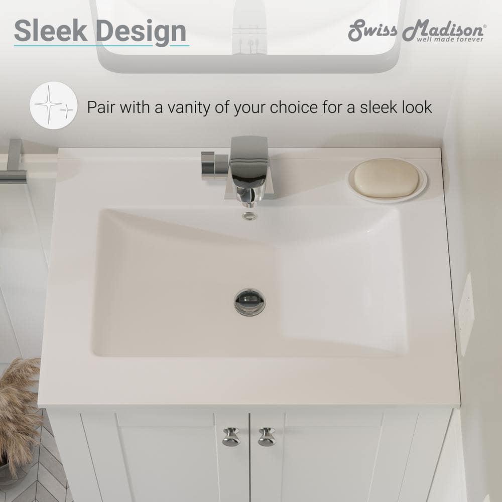 Swiss Madison Bathroom Vanity Top 24″ Pre-drilled Single Hole Ceramic White