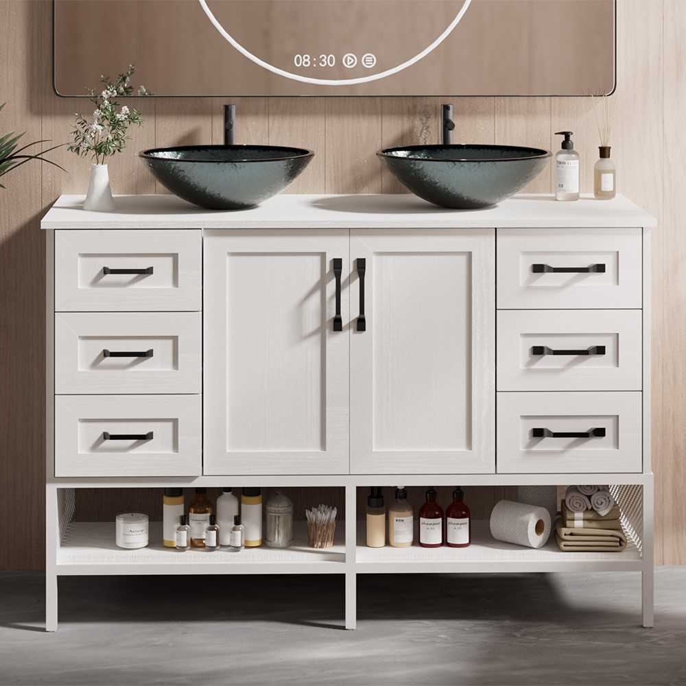 24″/36″/48″ Bathroom Vanity w/Sink Freestanding Cabinet Drawer White/Grey/Oak US