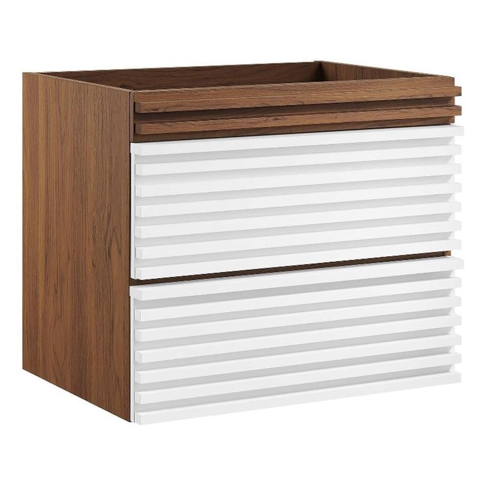 Modway Render 23.5″ MDF Wood Wall-Mount Bathroom Vanity Cabinet in White/Walnut