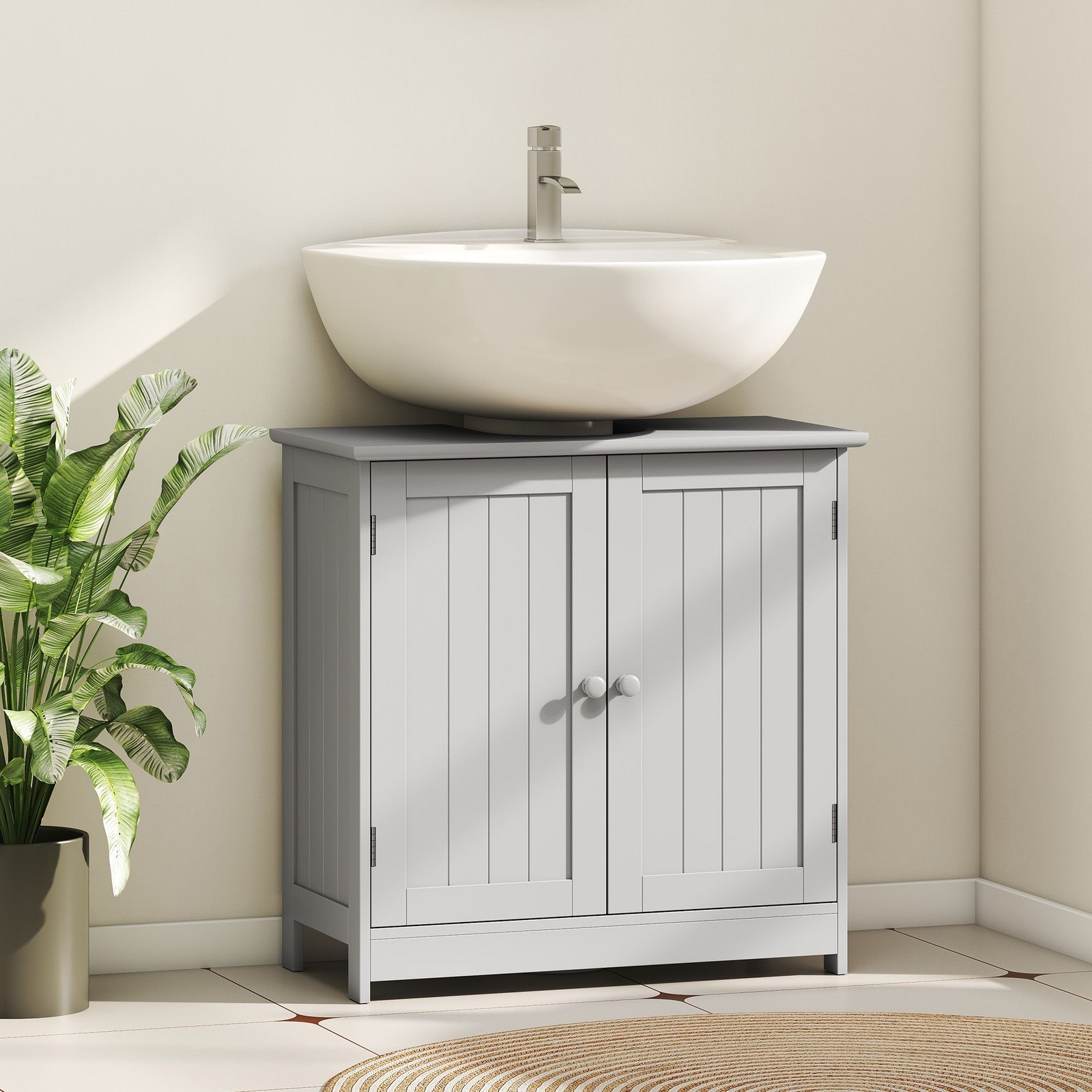 Modern Light Gray Bathroom Cabinet 23.5×11.75×23.5in with Flexible Shelf