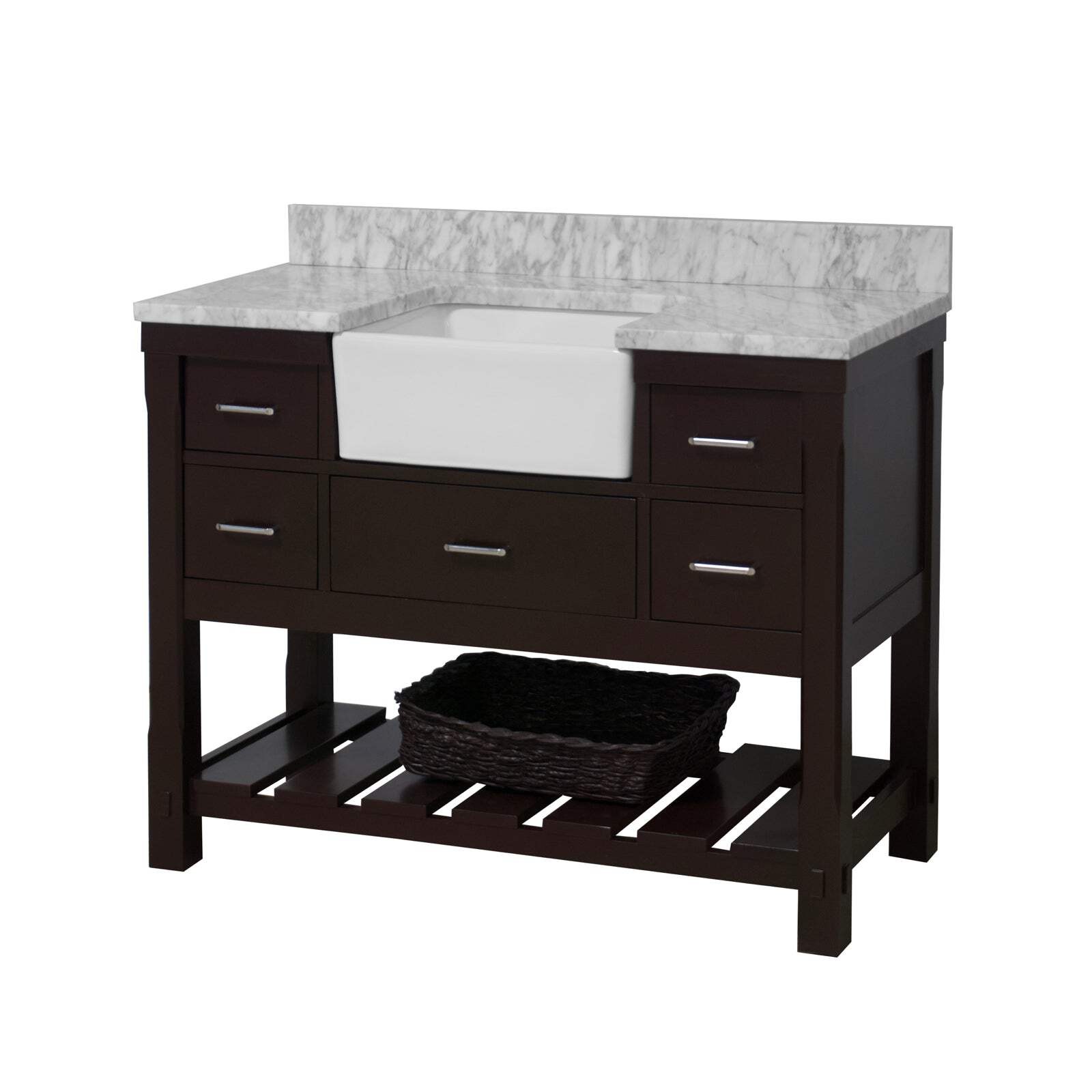 Charlotte 48-inch Farmhouse Vanity with Carrara Marble Top