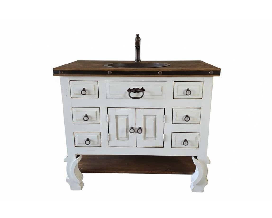 Saint Anthony Rustic Batroom Vanity Furniture With copper sink