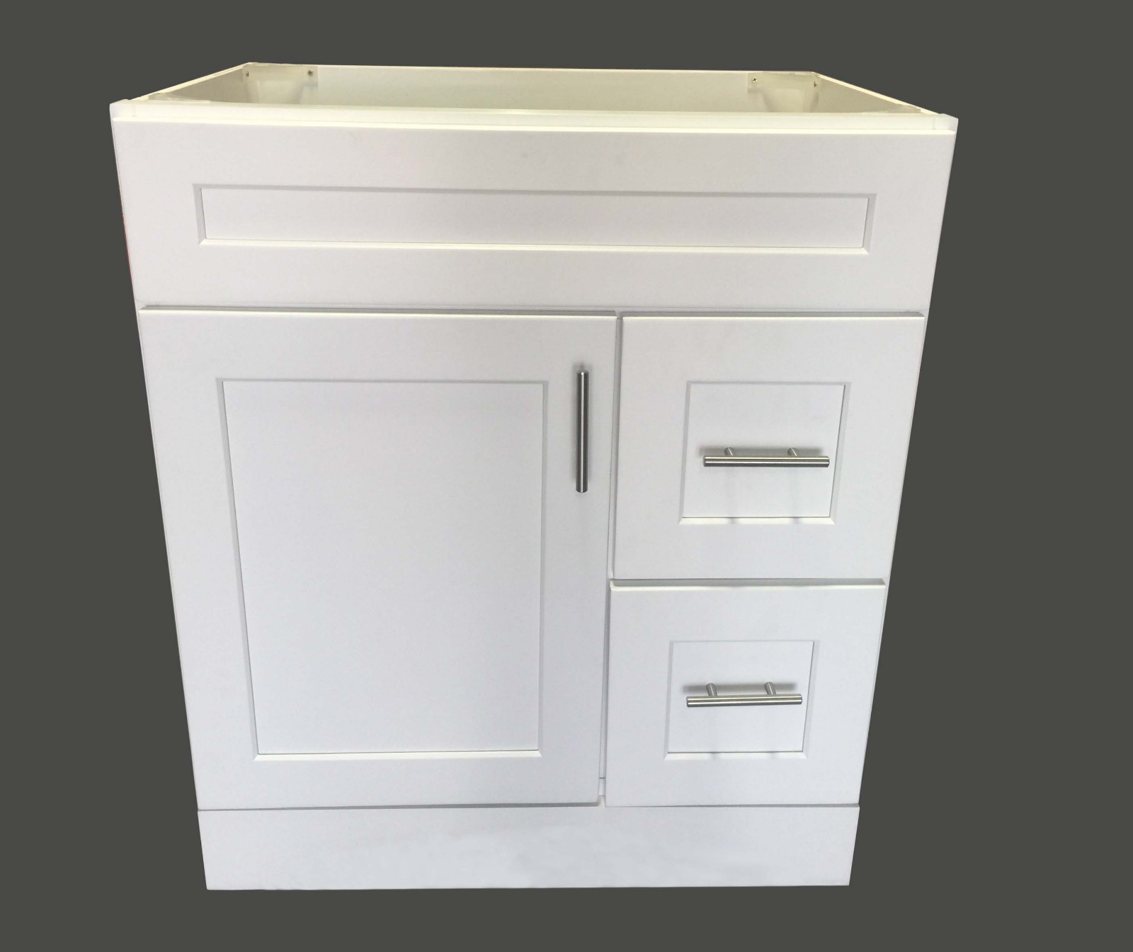 New White Shaker Single-sink Bathroom Vanity Base Cabinet 30″ Wide x 21″ Deep