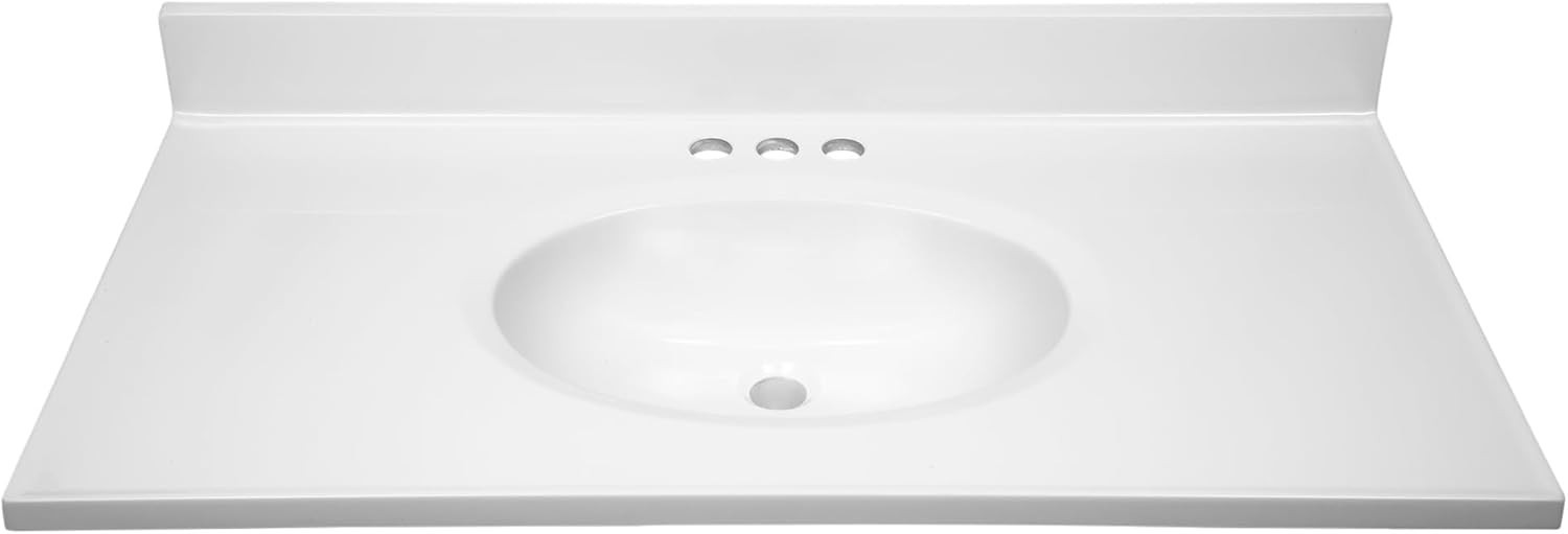 37-Inch Bathroom Vanity Top – Solid White