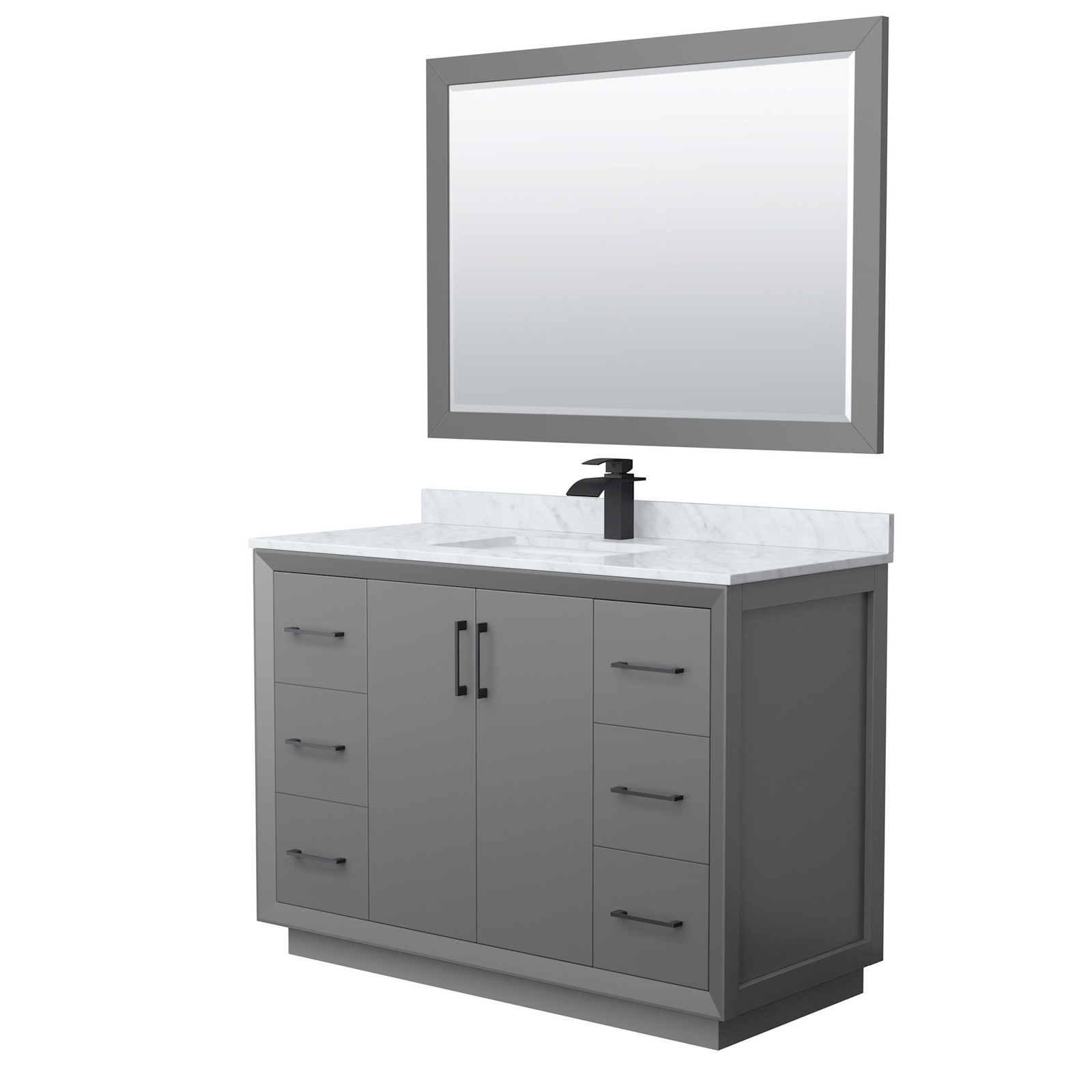 Wyndham Collection WCF414148S-NAT-UNSM46 Strada 48″ – Dark Gray / Matte Black